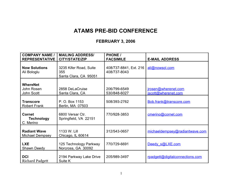 Atams Pre-Bid Conference