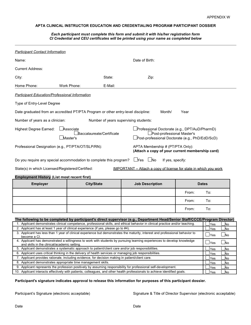 CIECP Participant Dossier