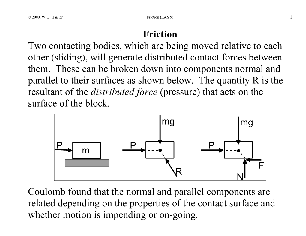 Coulomb's Law of Dry Friction (RS 9.2)