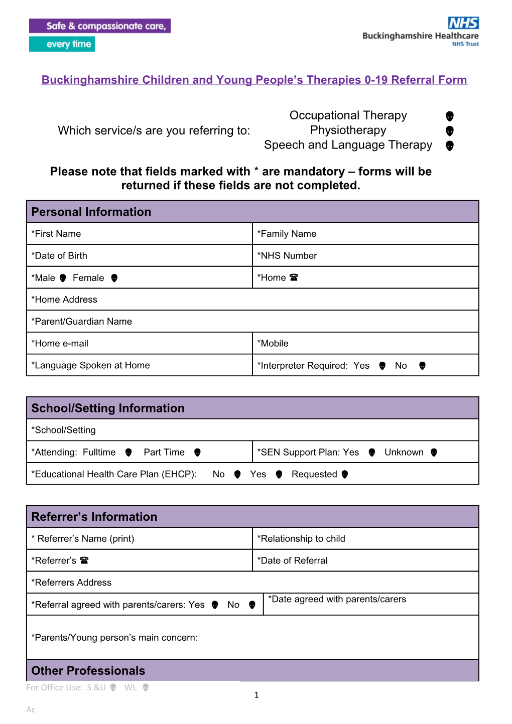 Buckinghamshire Children and Young People S Therapies0-19Referral Form