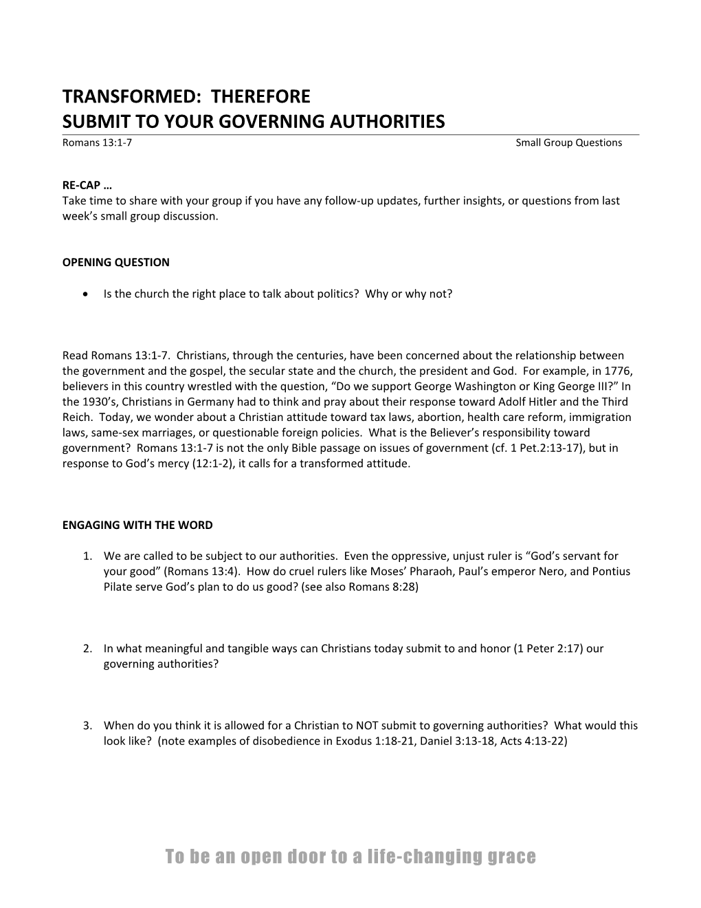 Submit to Your Governing Authorities