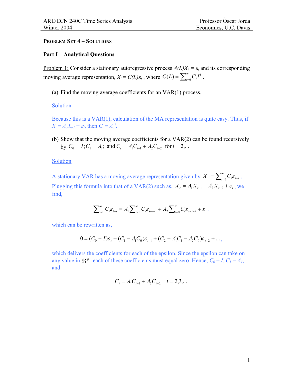 Problem Set 4 Solutions