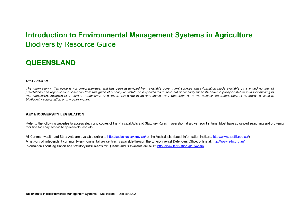 Biodiversity in Environmental Management Systems