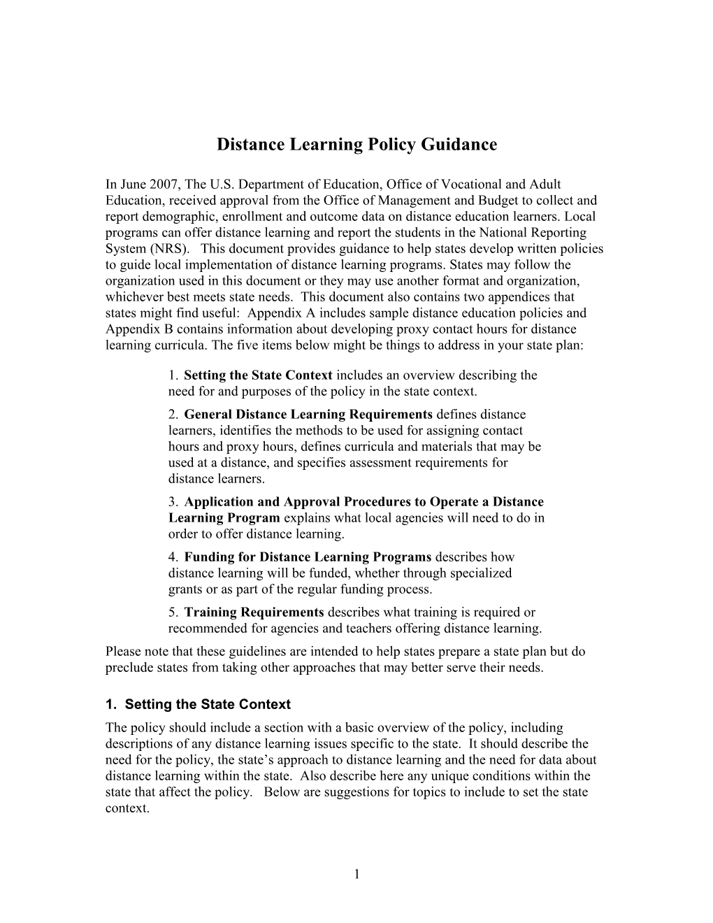 Distance Learning Policy Guidance April 2008 (Msword)