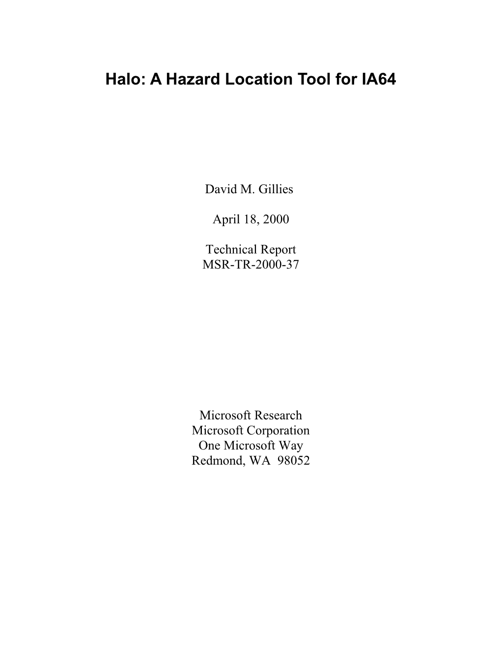 Halo: a Hazard Location Tool for IA64