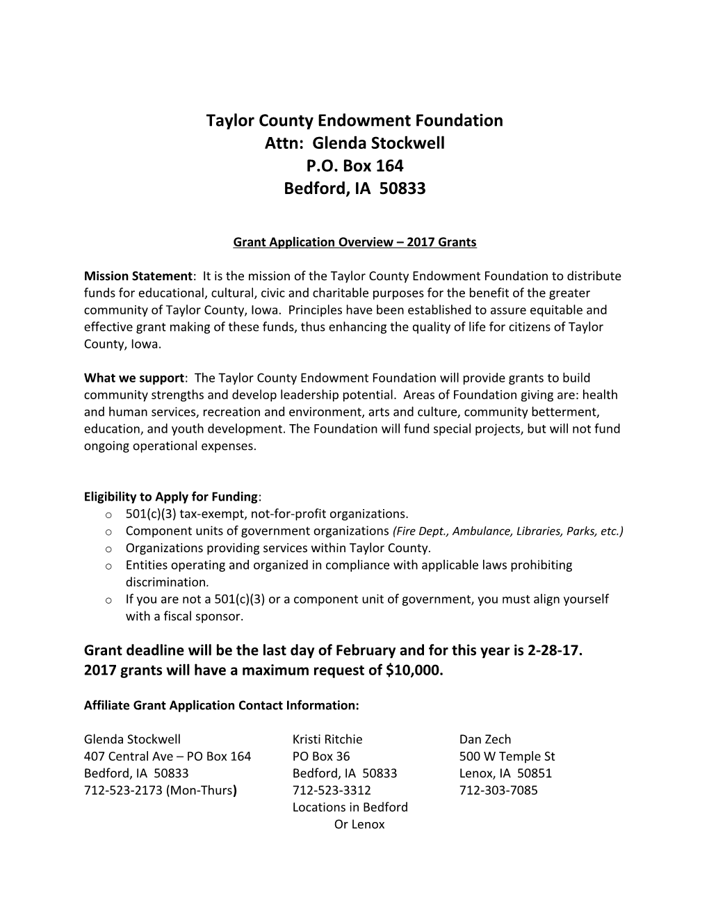 Taylor County Endowment Foundation