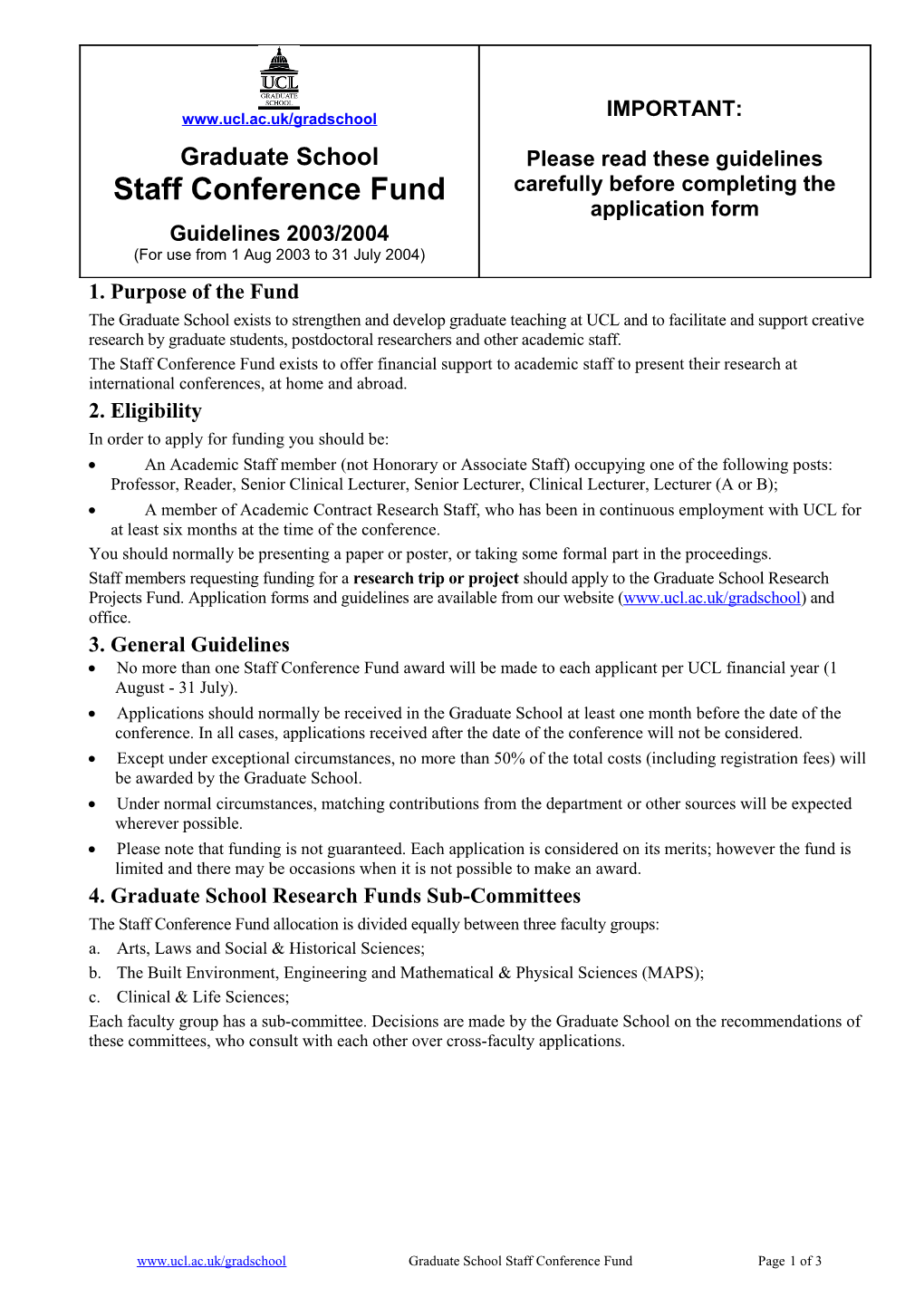 Graduate School Staff Conference Fund Guidelines & Application Form