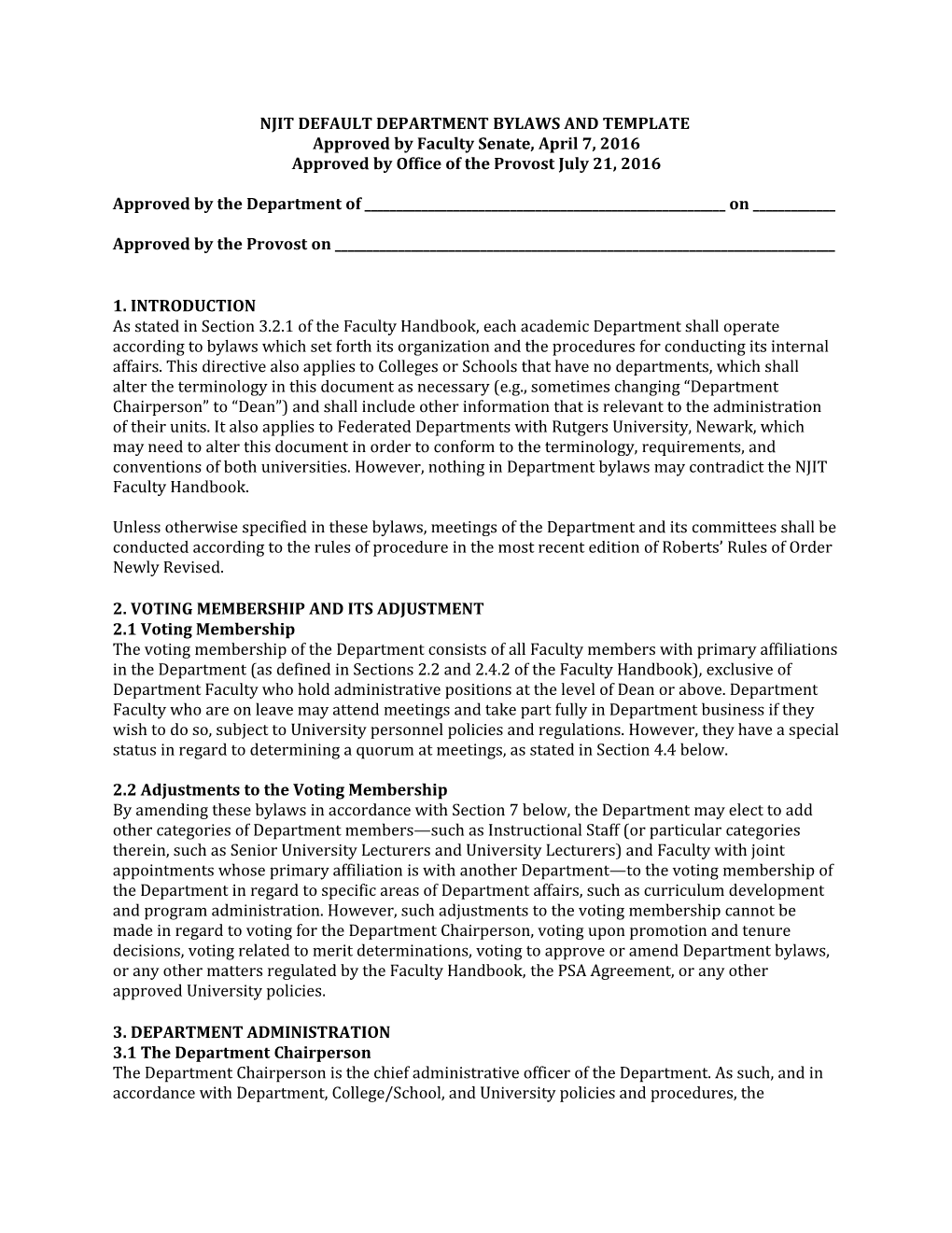 Njit Default Departmentbylaws and Template