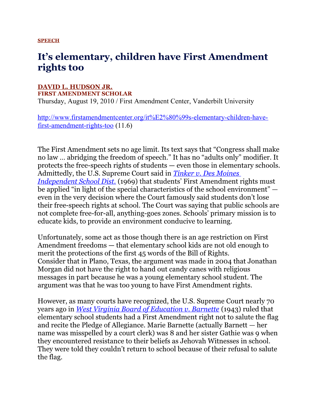 It S Elementary, Children Have First Amendment Rights Too