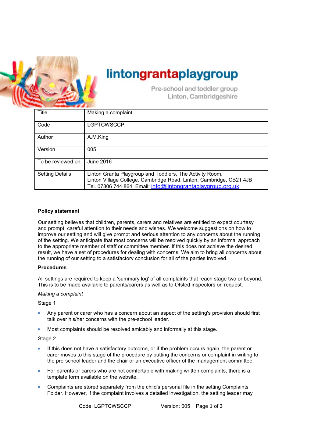 Linton Granta Playgroup