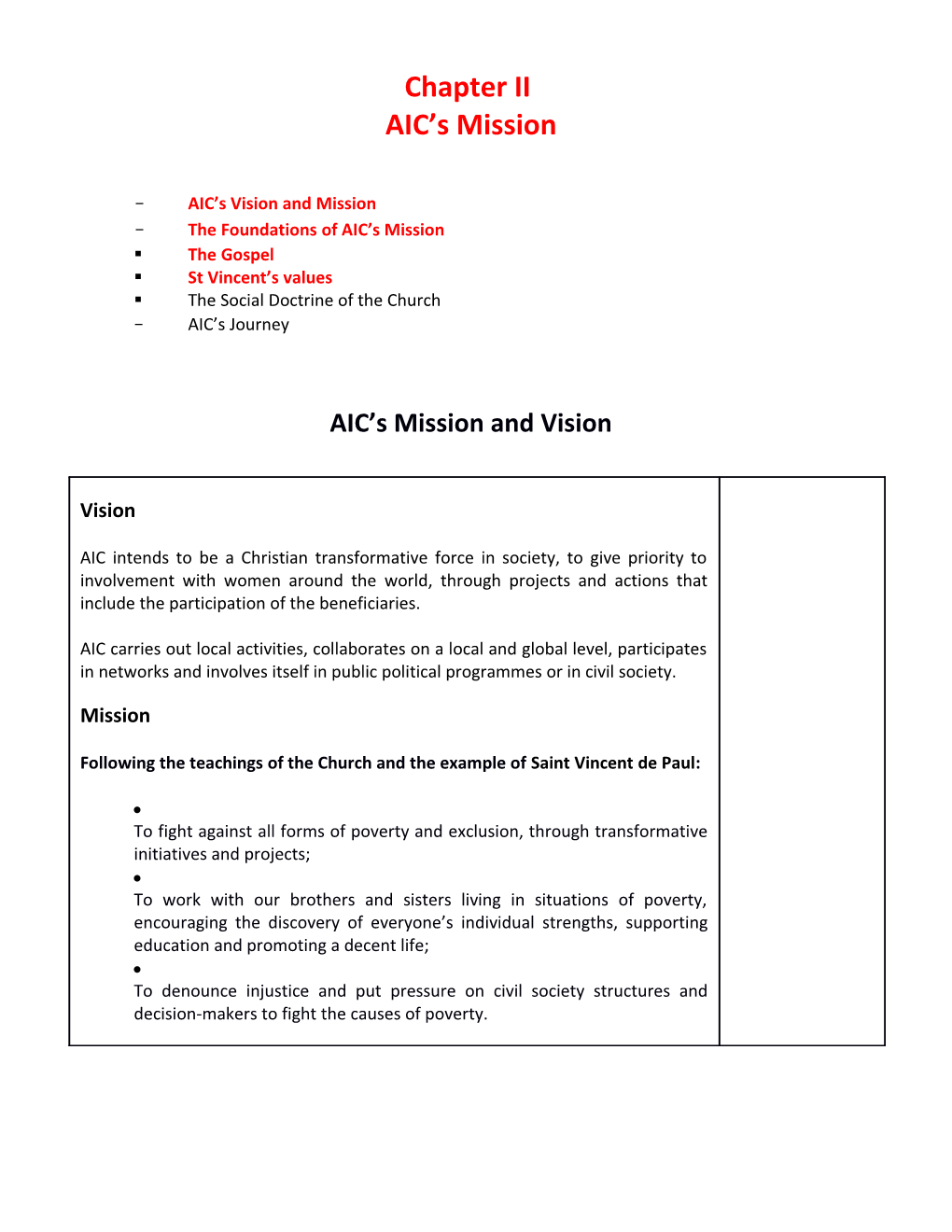 AIC S Vision and Mission