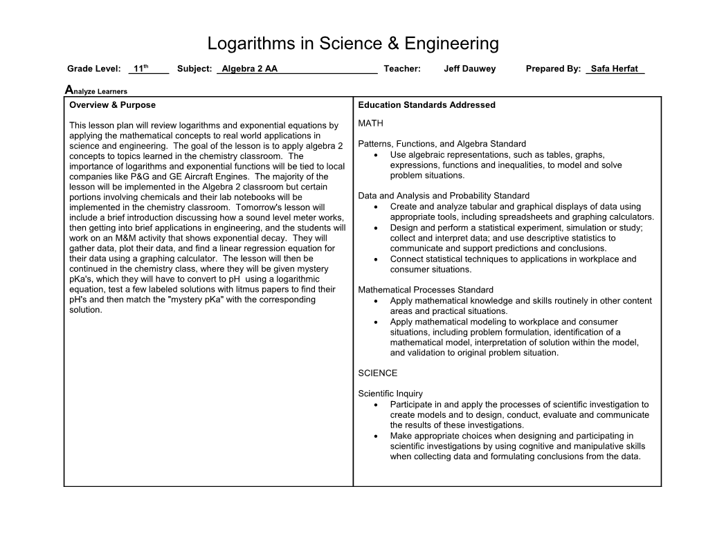 Logarithms in Science & Engineering