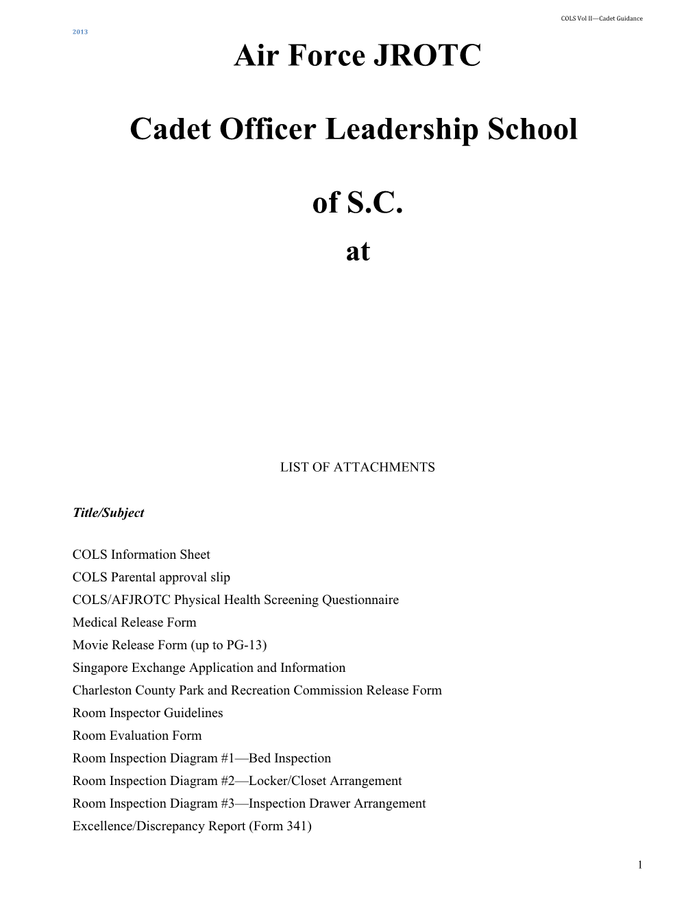 COLS Vol II Cadet Guidance