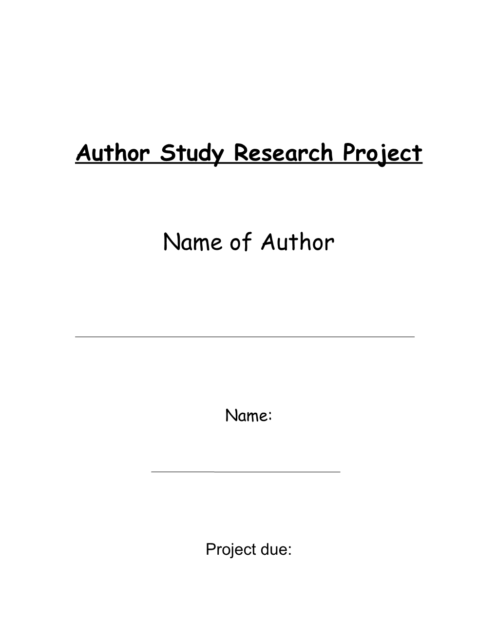 Author Study Research Project