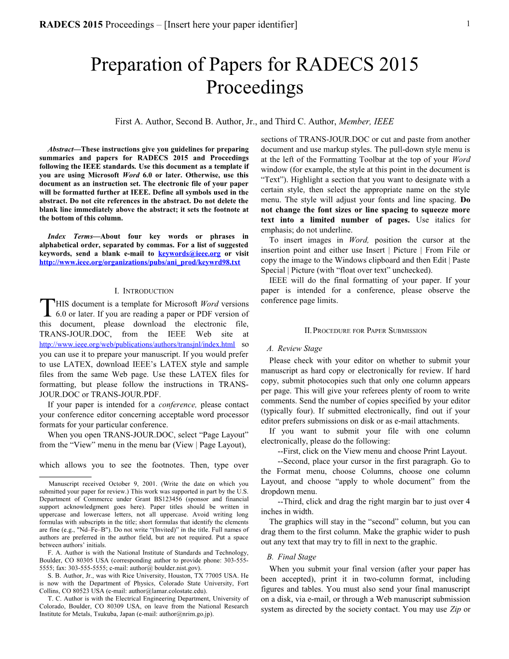 RADECS 2015Proceedings Insert Here Your Paper Identifier