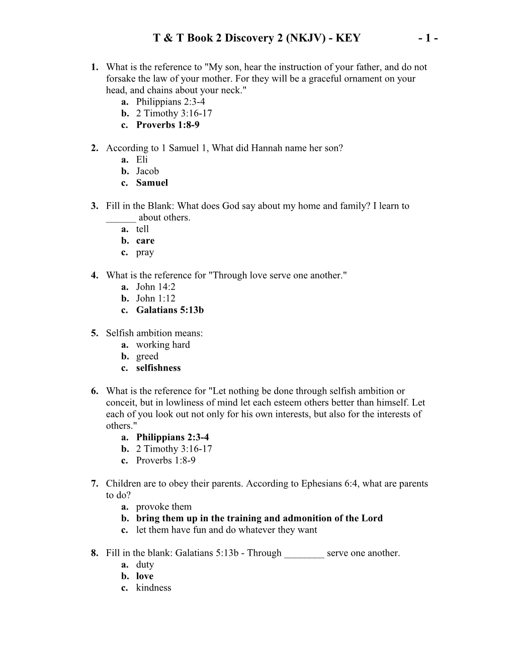 T & T Book 2 Discovery 2 (NKJV) - KEY- 1