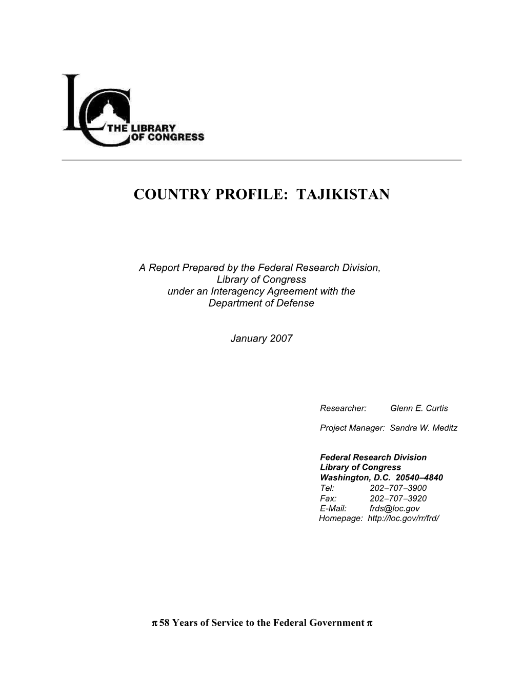 Country Profile: Tajikistan