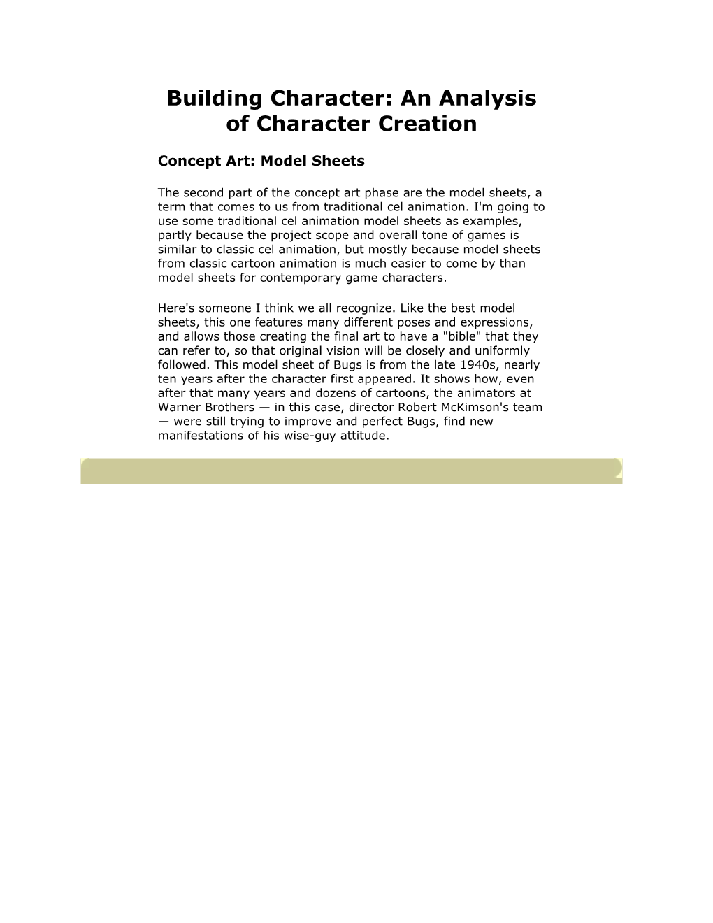 Building Character: an Analysis of Character Creation