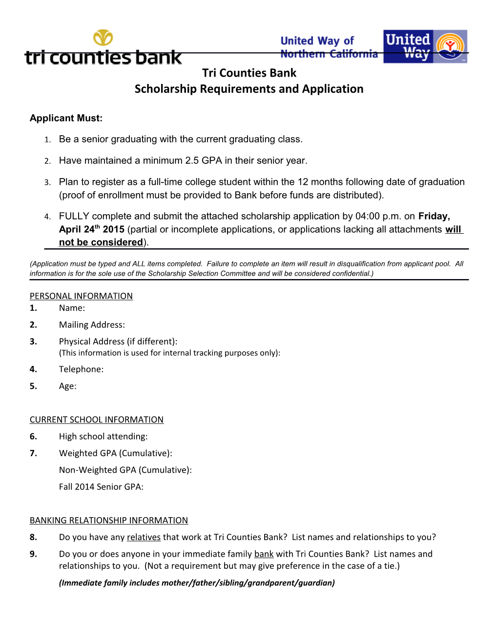 Scholarship Requirements and Application