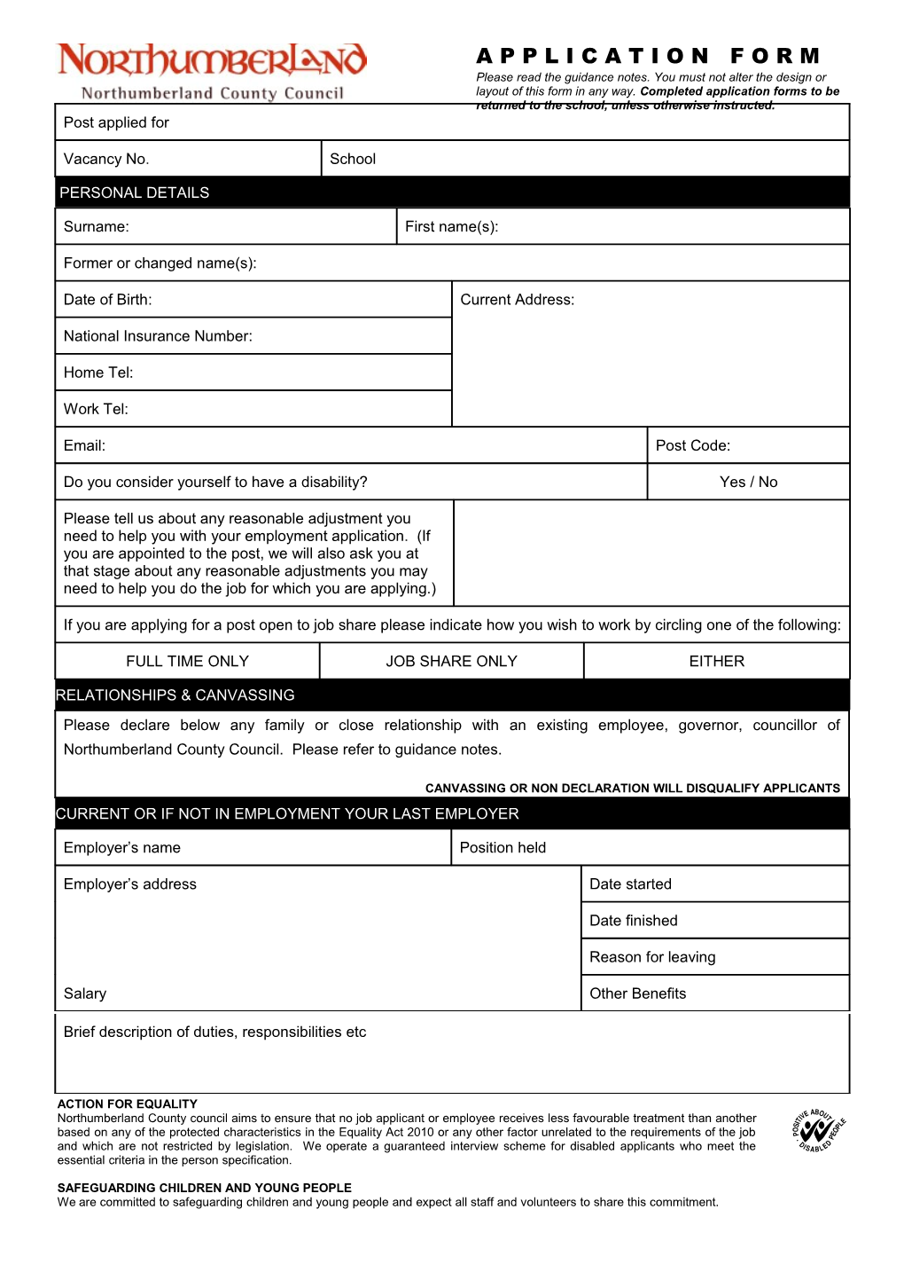 Employment Application Form Oct 2010