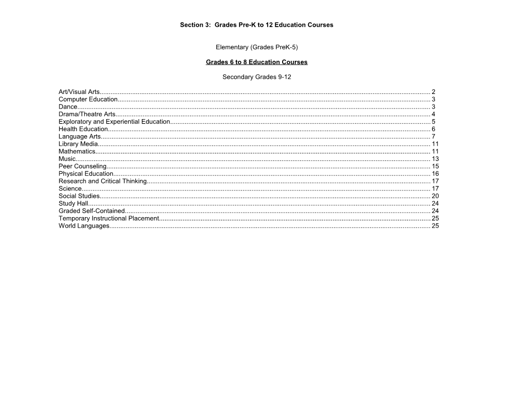 Section 3: Grades Pre-K to 12 Education Courses