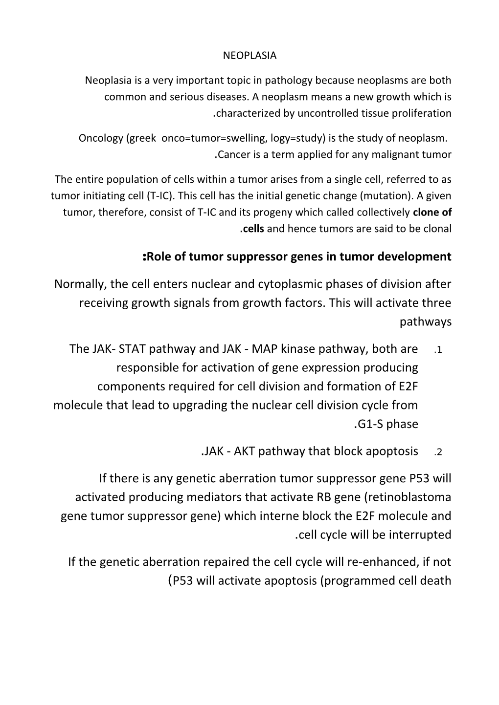 Role of Tumor Suppressor Genes in Tumor Development