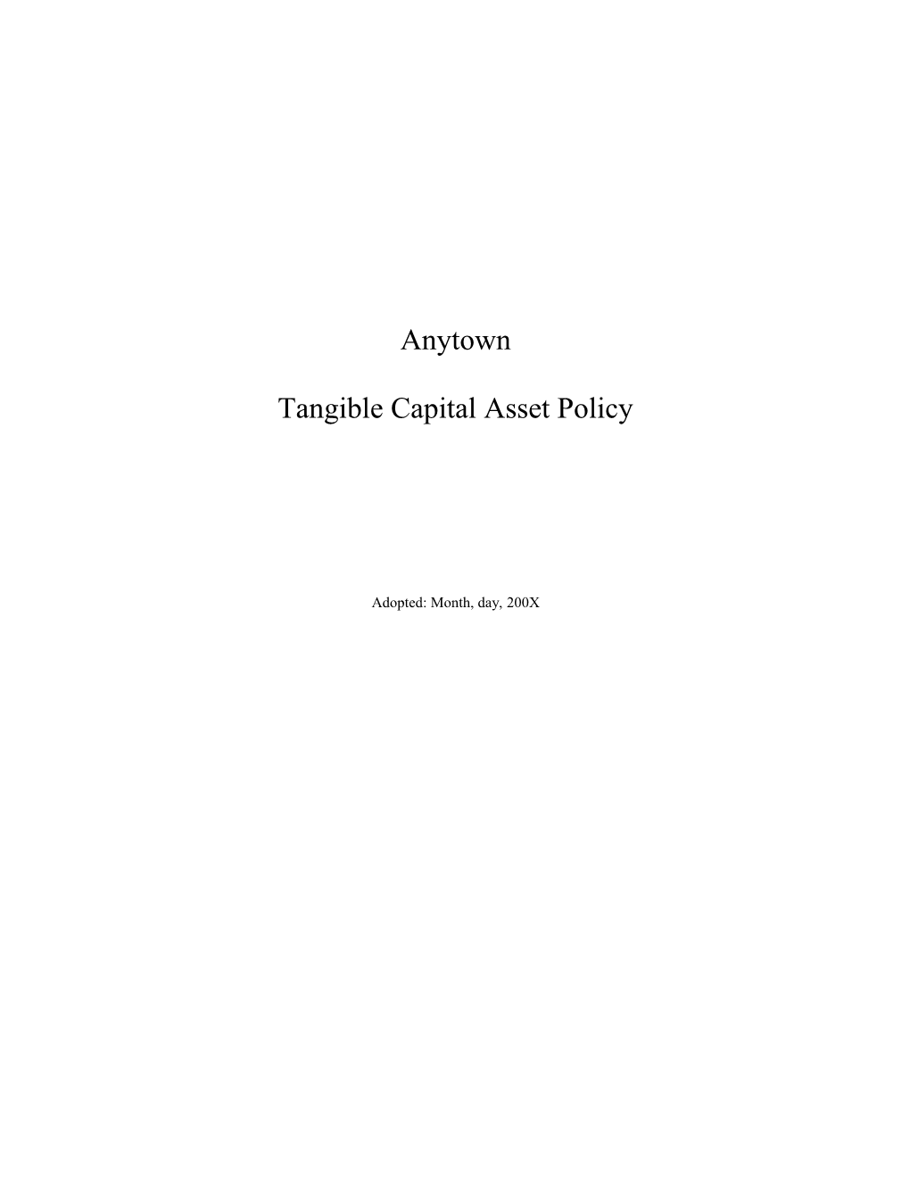Tangible Capital Asset Policy