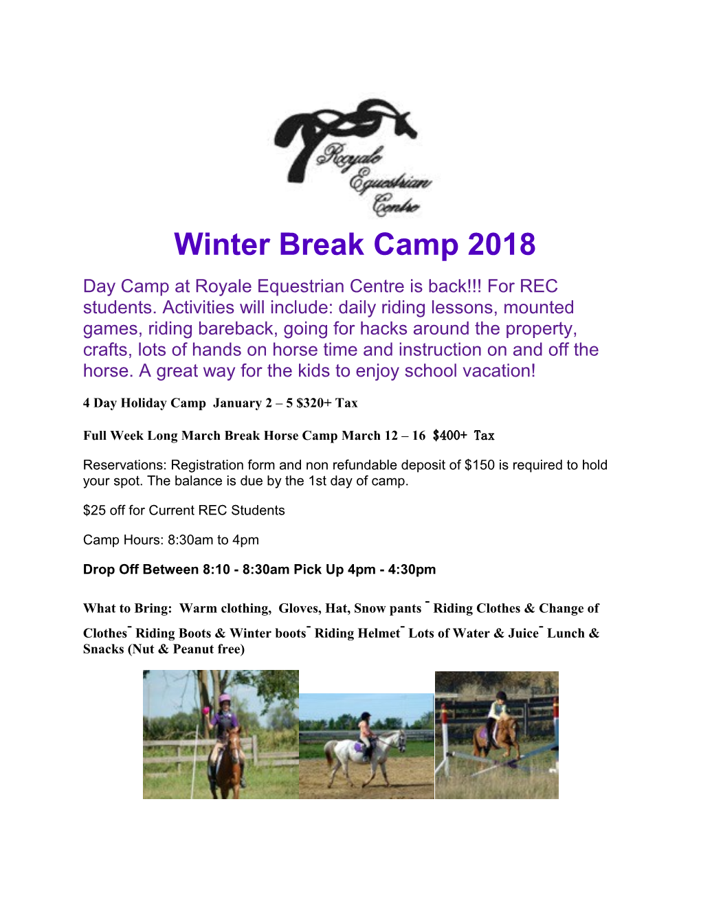 Winter Break Camp 2018