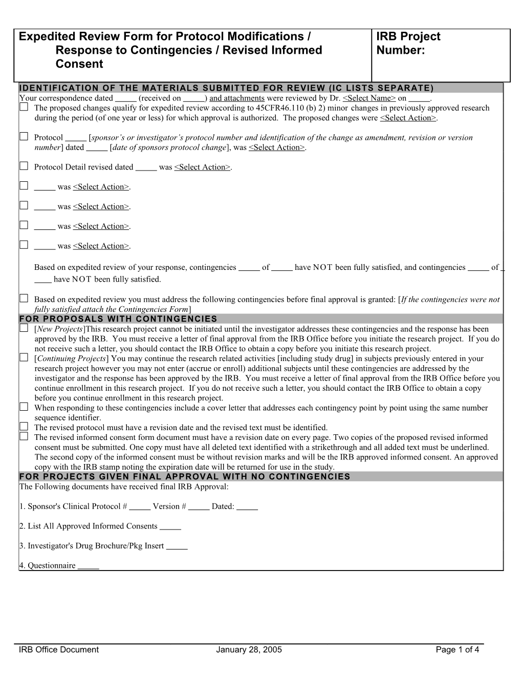 Identification of the Materials Submitted for Review