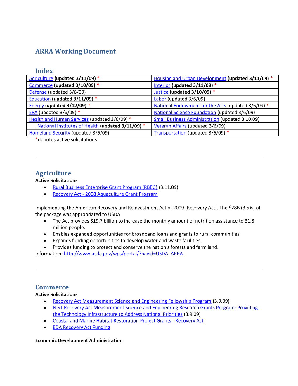 ARRA Working Document