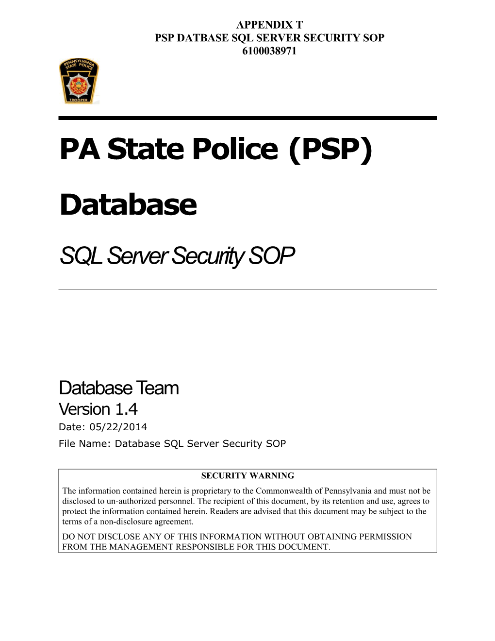 Database Design SQL Server Security SOP