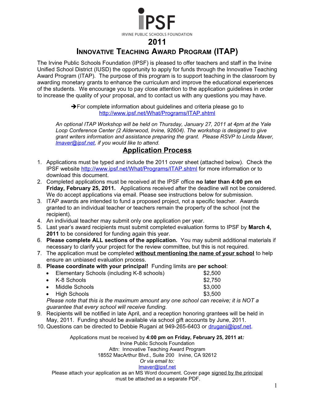 Innovative Teaching Award Program (ITAP)