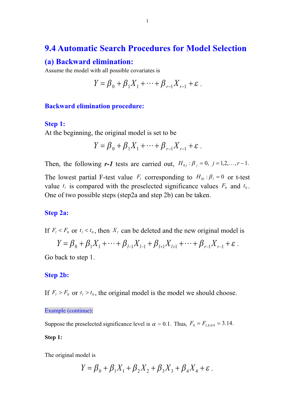 9.4 Automatic Search Procedures for Model Selection