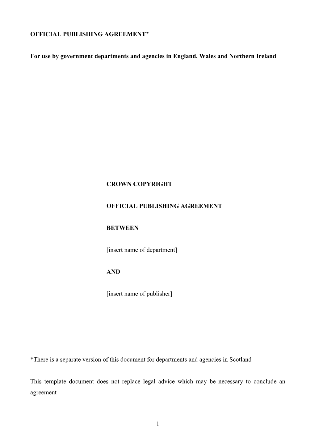 Official Publishing Agreement Template