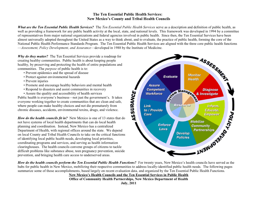 The Ten Essential Public Health Services