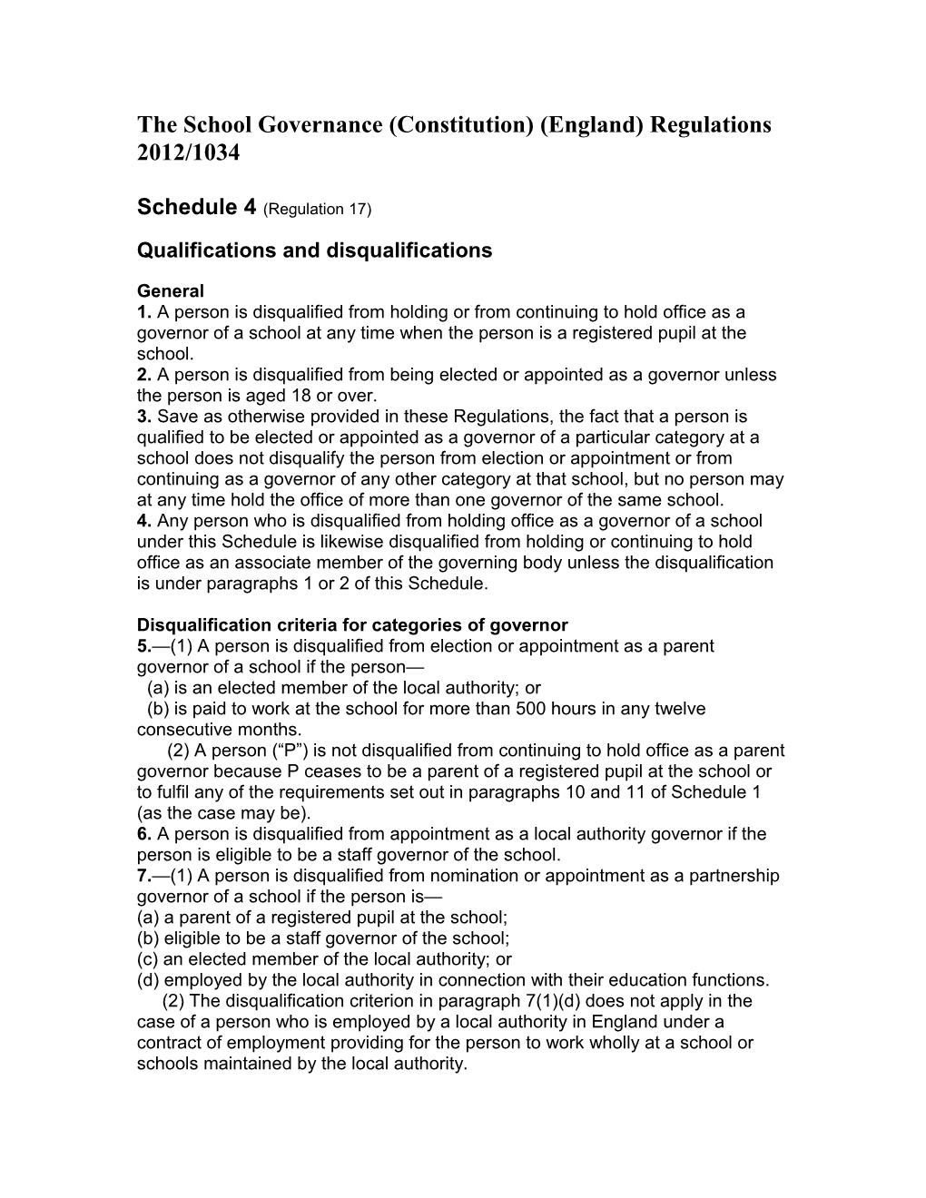 The School Governance (Constitution) (England) Regulations 2012/1034