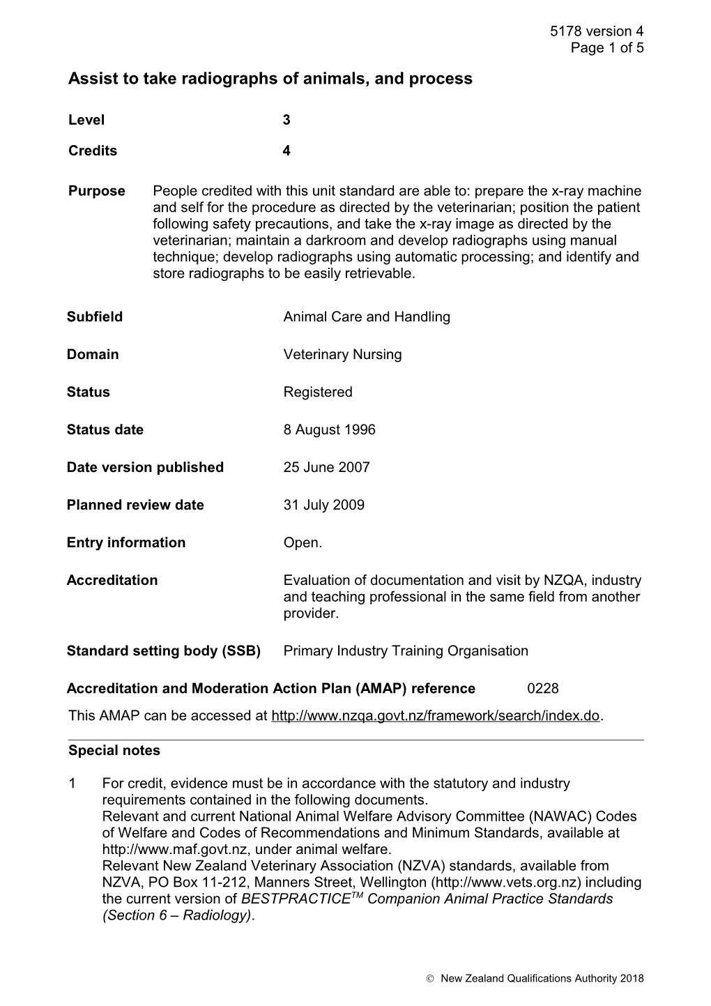 5178 Assist to Take Radiographs of Animals, and Process