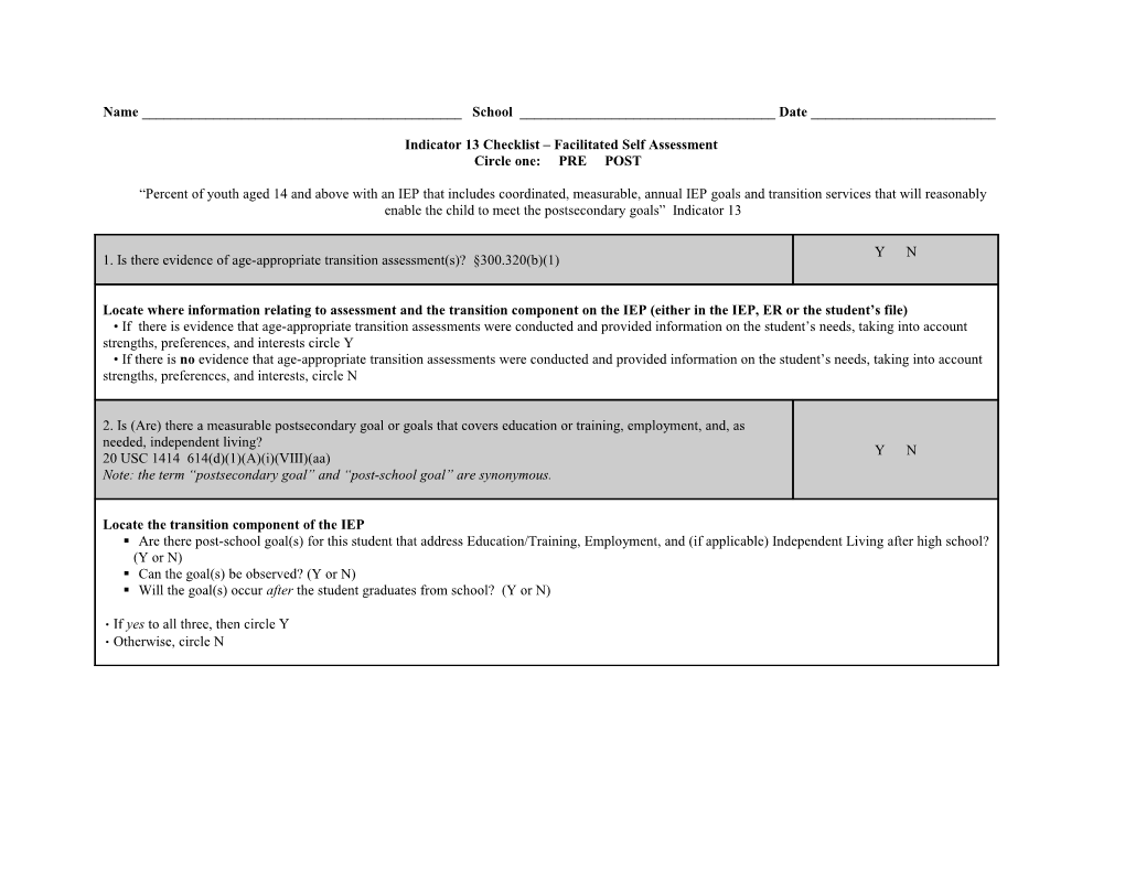 NSTTAC Indicator 13 Checklist