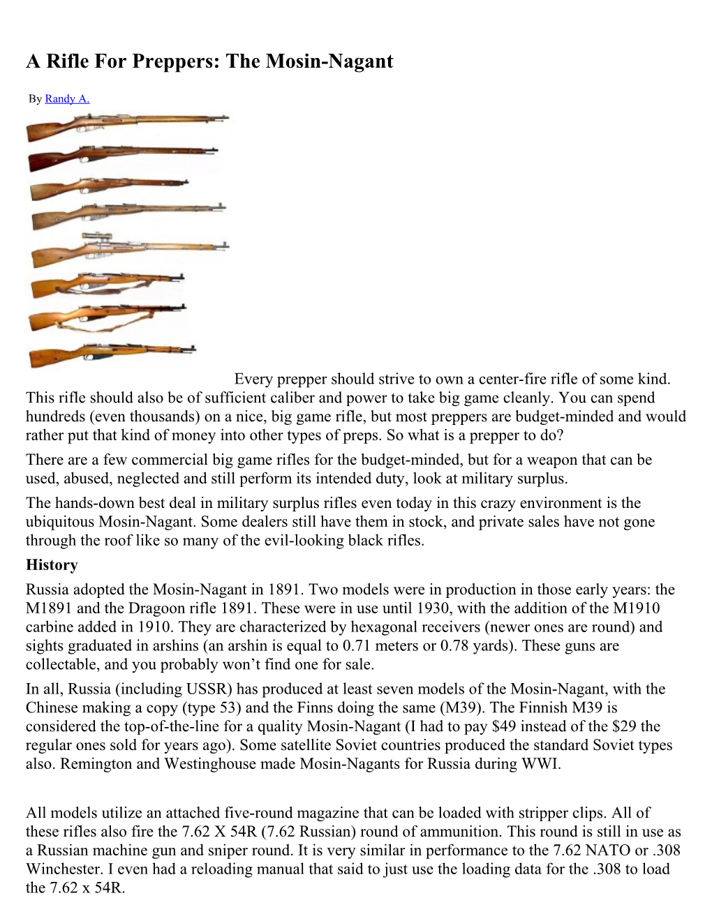 A Rifle for Preppers: the Mosin-Nagant