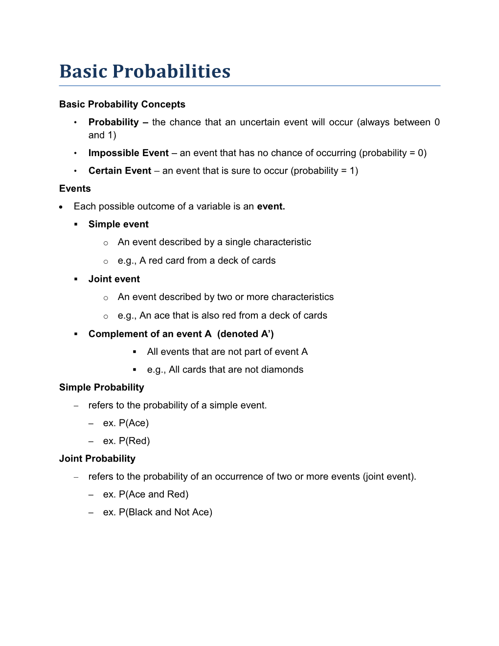 Basic Probability Concepts