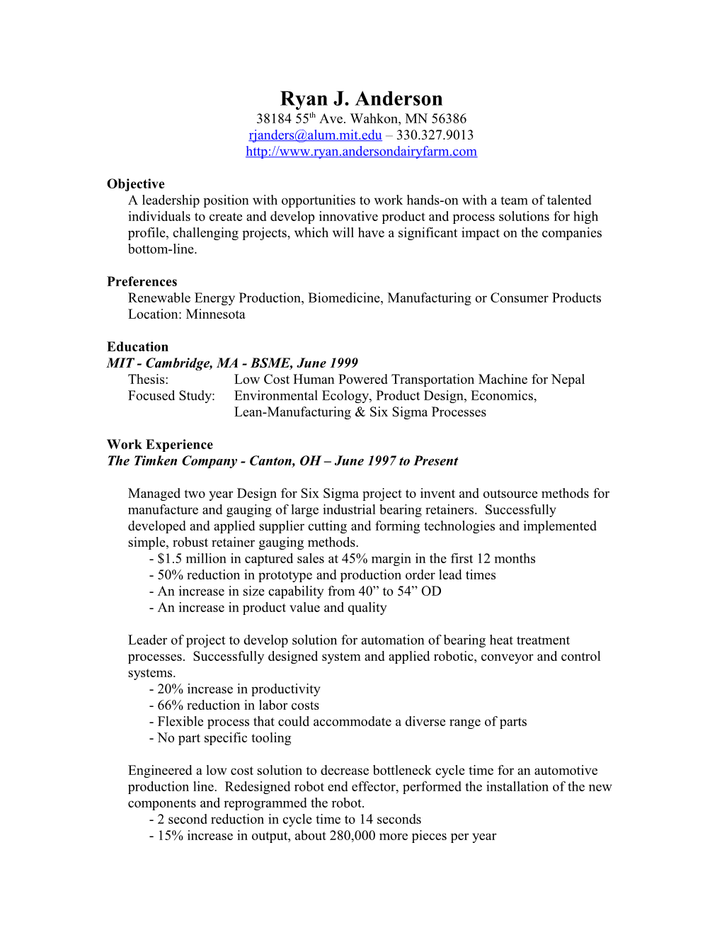 Ryan's Resume - Updated 2003/01/31