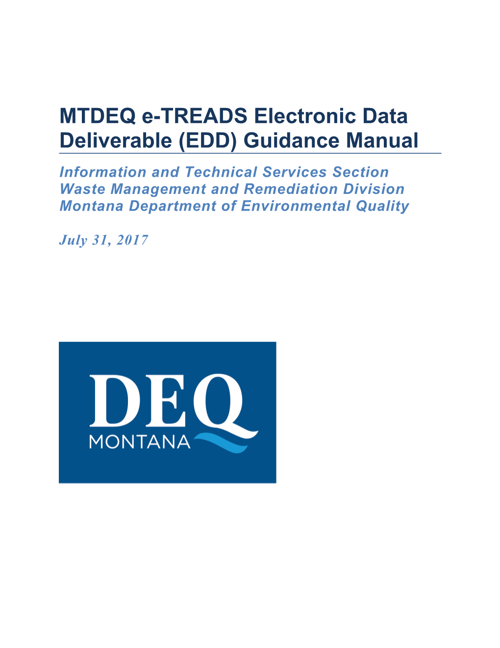 Mtdeqe-TREADS Electronic Data Deliverable (EDD) Guidance Manual