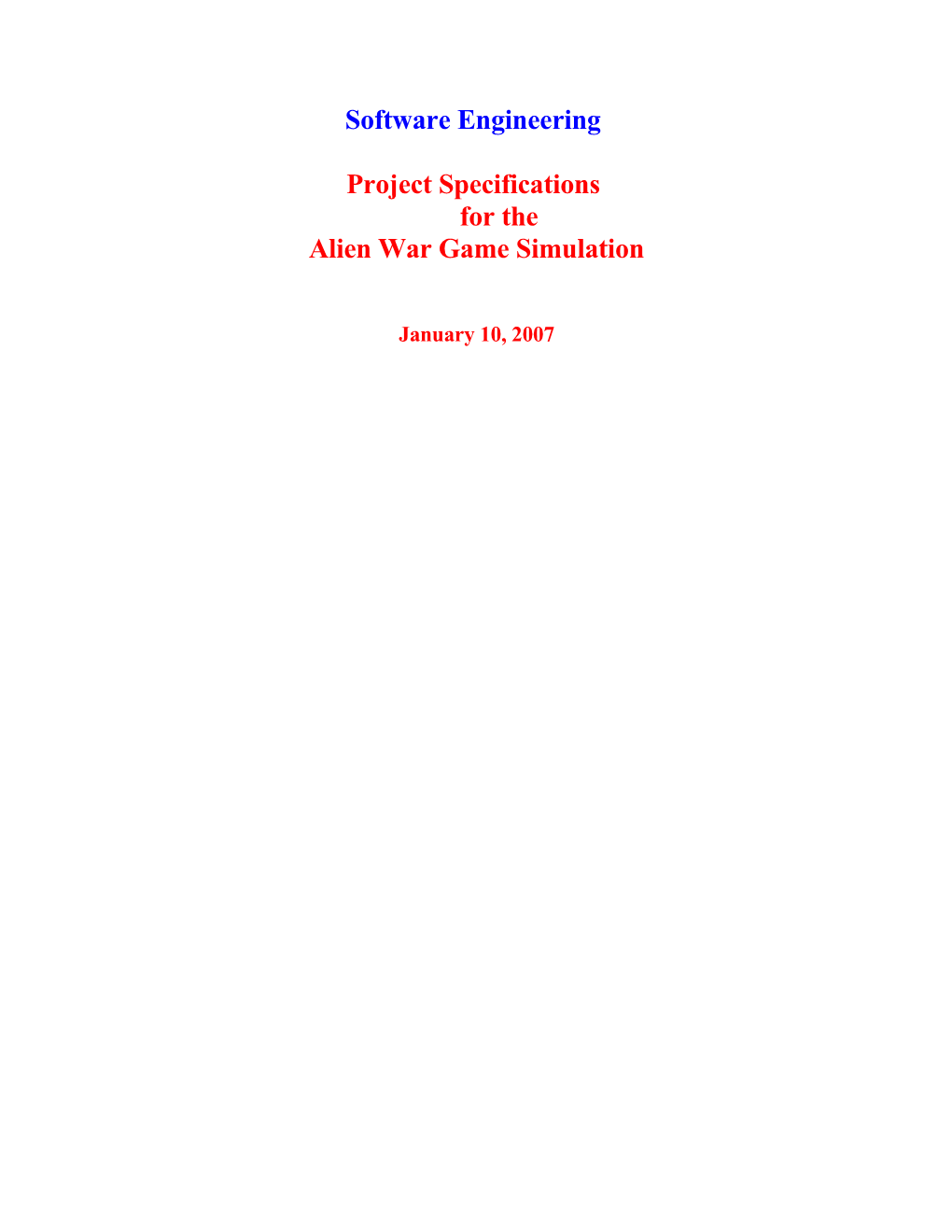 Project Specifications for The