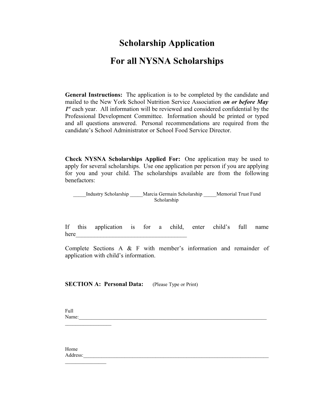 For All NYSNA Scholarships