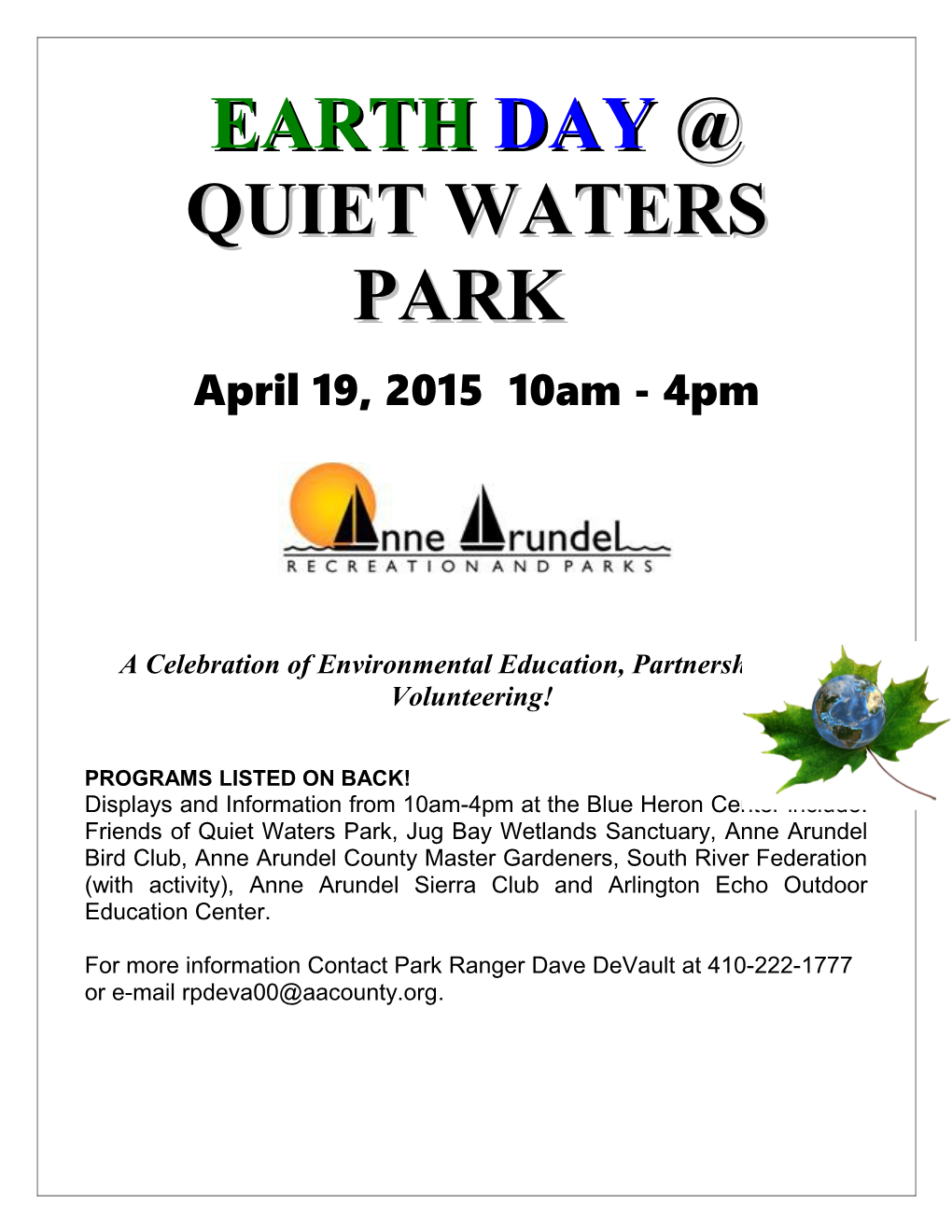 Earth Day Quiet Waters Park