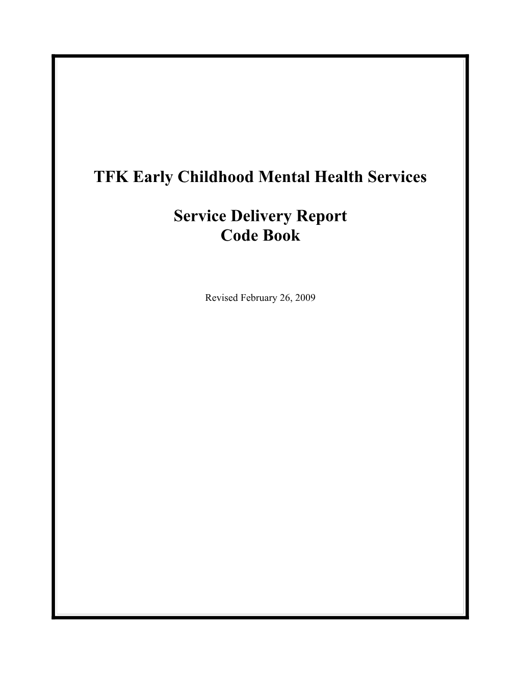 TFK Early Childhood Mental Health Services