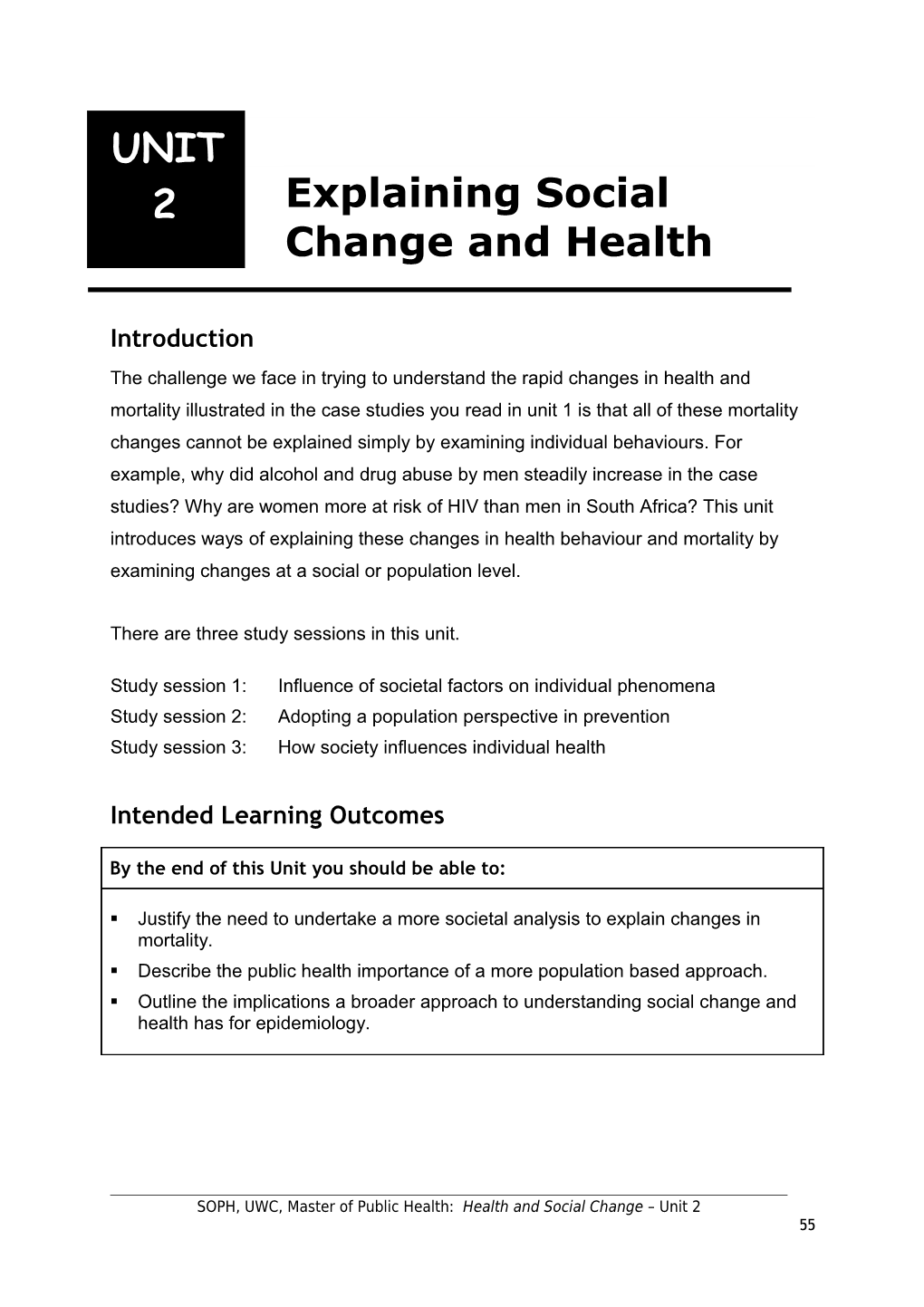 Explaining Social Change and Health