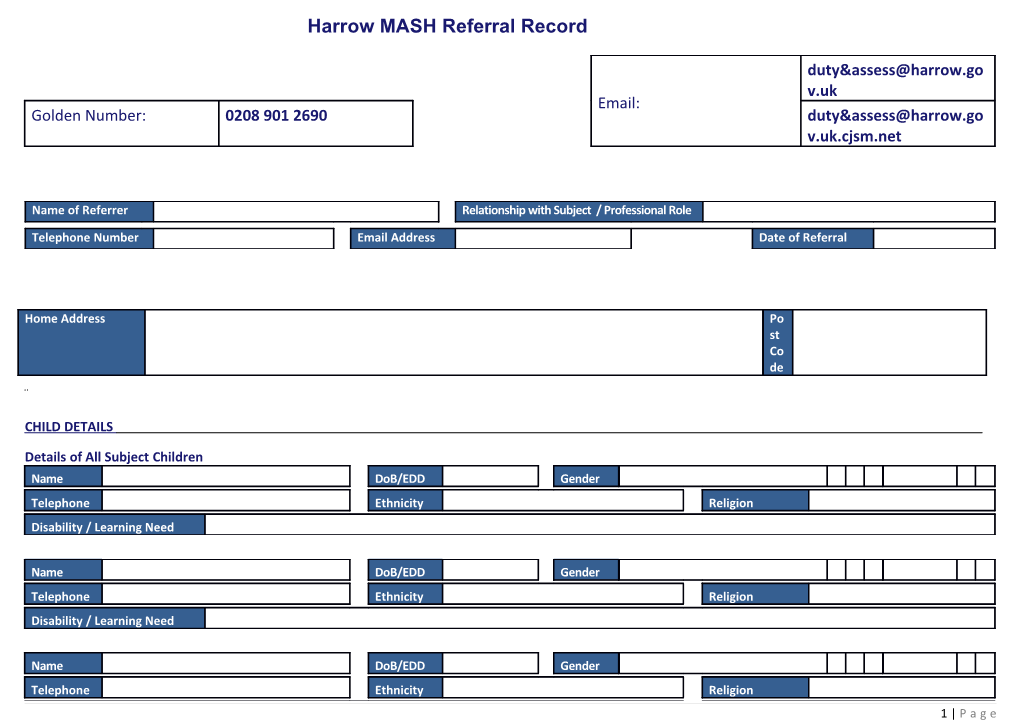 Details of All Subject Children