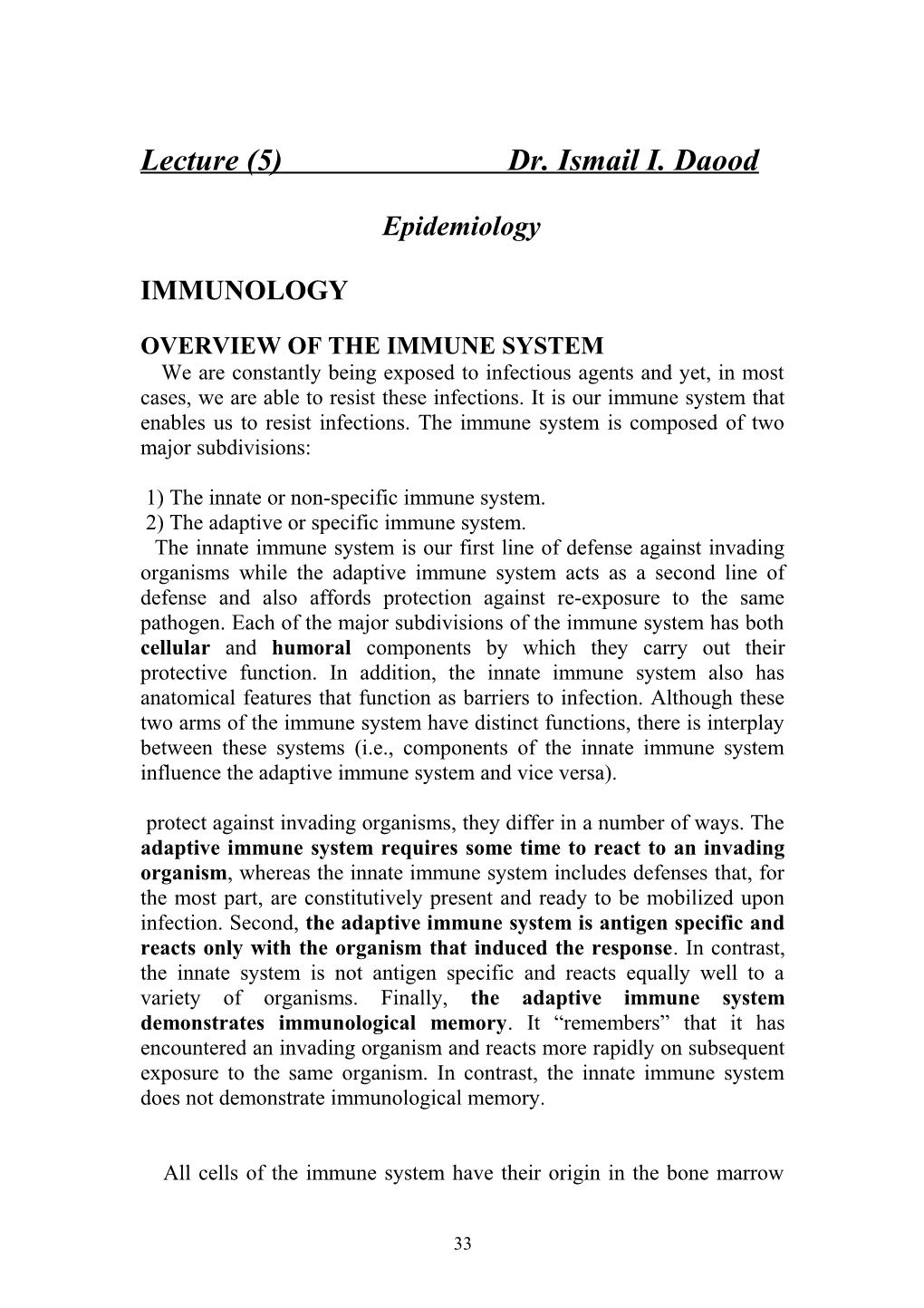 Overview of the Immune System