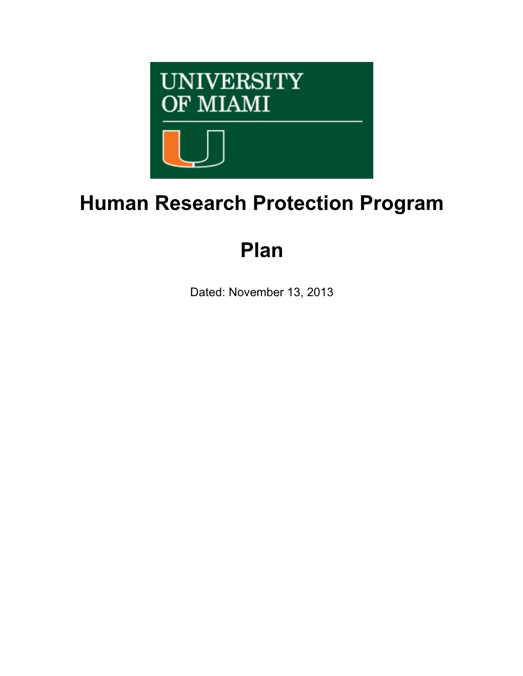 Rp-101 - Human Research Protection Program Plan